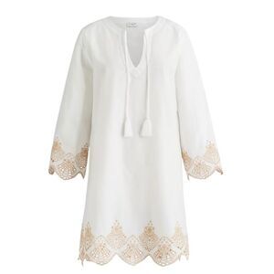 J Crew Beach tunic with seashell eyelet trim Womens Size Small‎ White